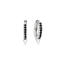 Noir White Gold Plated with Black Stone Spike Huggie Hoop Earrings