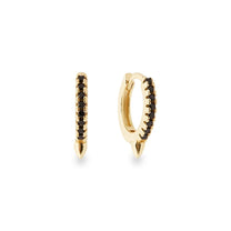 Noir Gold Plated and Black Stone Spike Huggie Hoop Earring