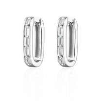 Silver Oval Baguette Hoops with clear Stones