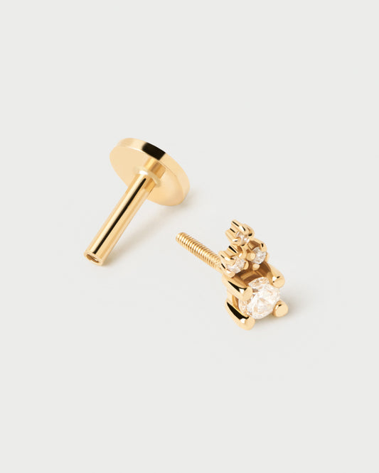 18k Solid Yellow Gold and Diamond Chelsea Single Earring