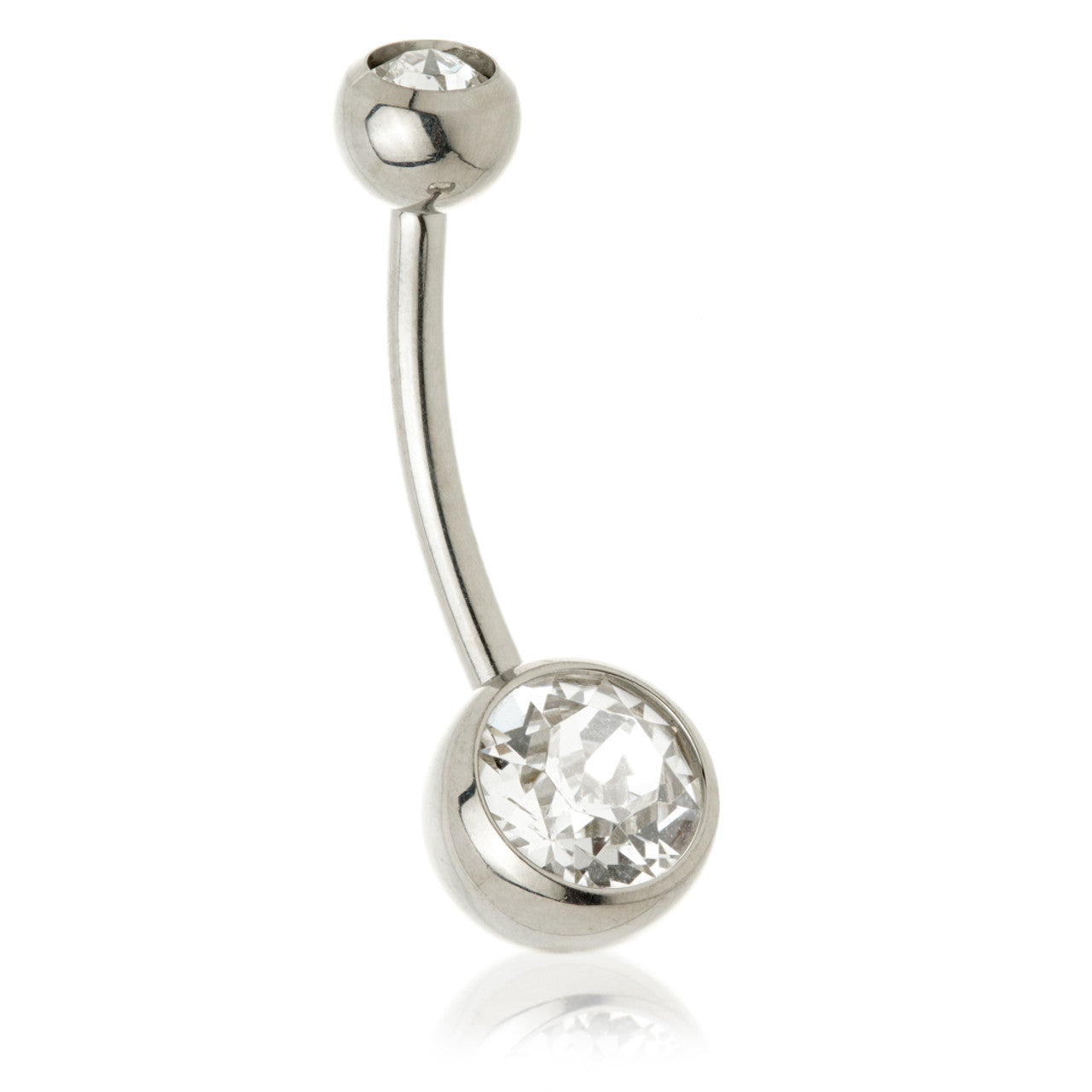 Titanium Single Bezel Jewelled Navel Bar