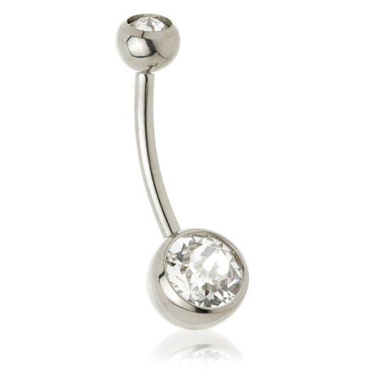 Titanium Single Bezel Jewelled Navel Bar