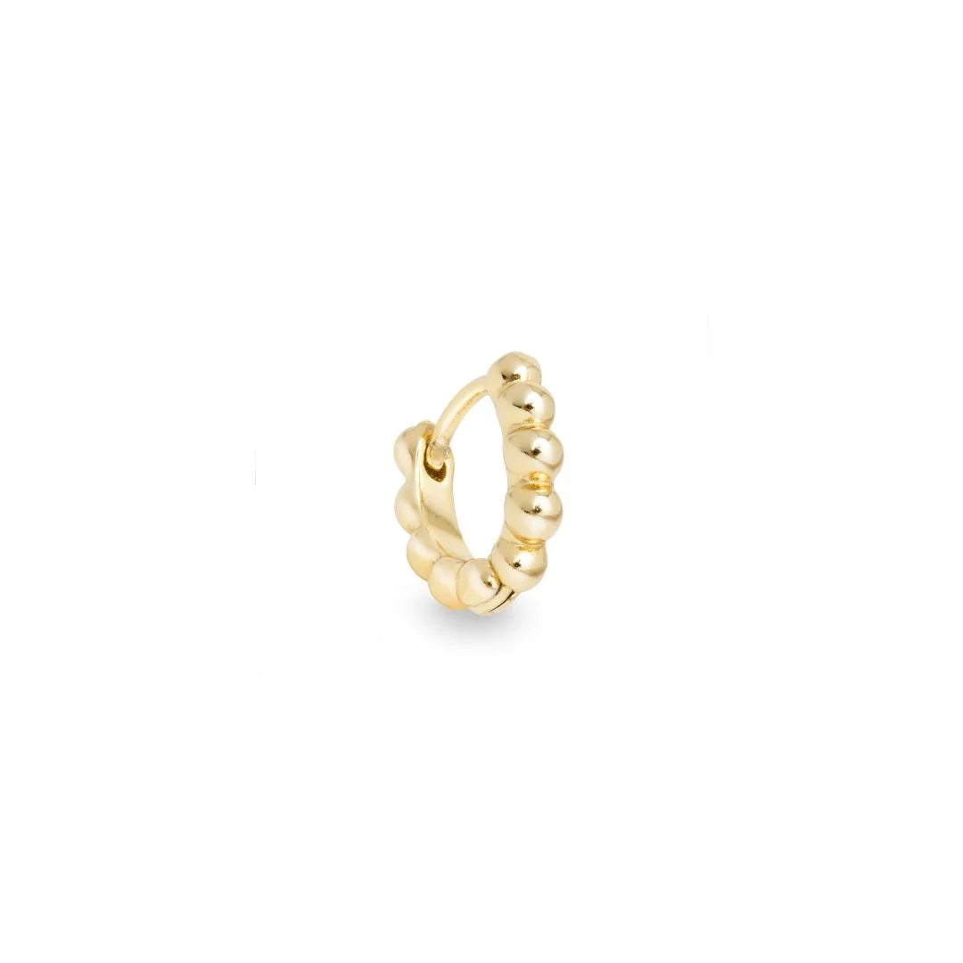 Perla Small Gold Plated Beaded Huggie Hoop Earring