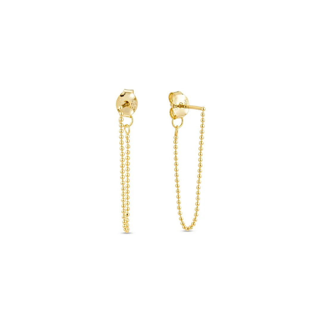 Perline Yellow Gold Plated Beaded Chain Stud Earring