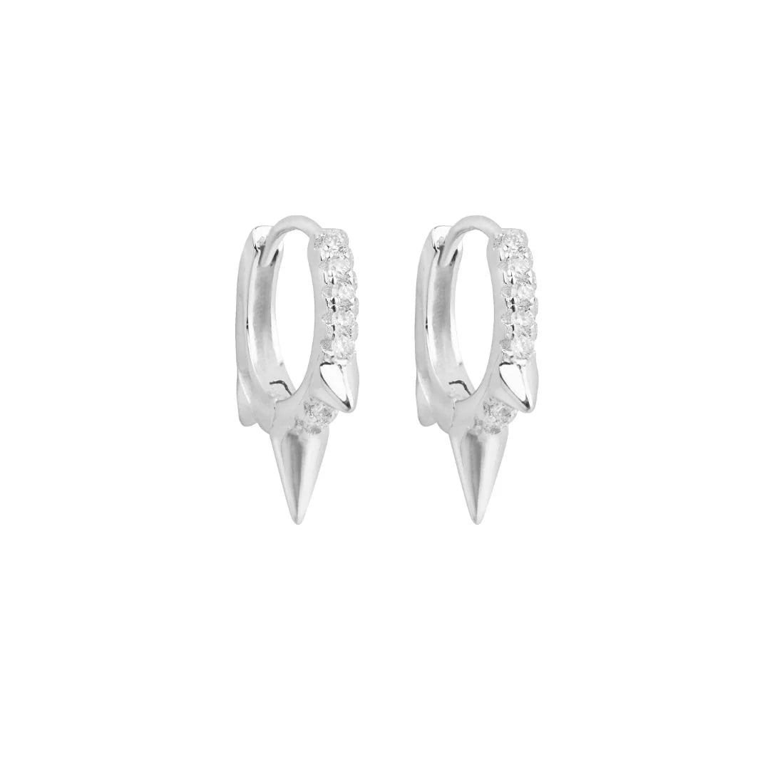 Picchi White Gold Plated Spike Huggie Hoop Earring