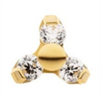 24KT Gold PVD Trinity Gem Top