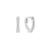 Piega White Gold Plated Rope Huggie Hoop Earring