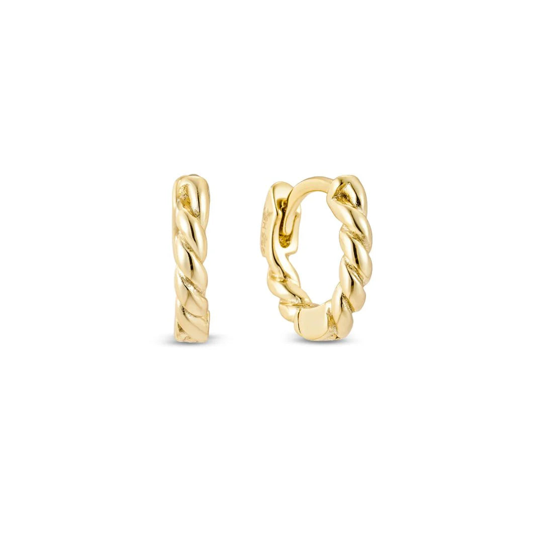 Piega Yellow Gold Plated Rope Huggie Hoop Earring