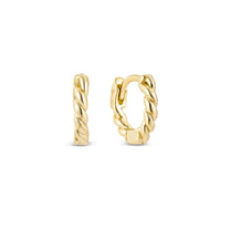 Piega Yellow Gold Plated Rope Huggie Hoop Earring