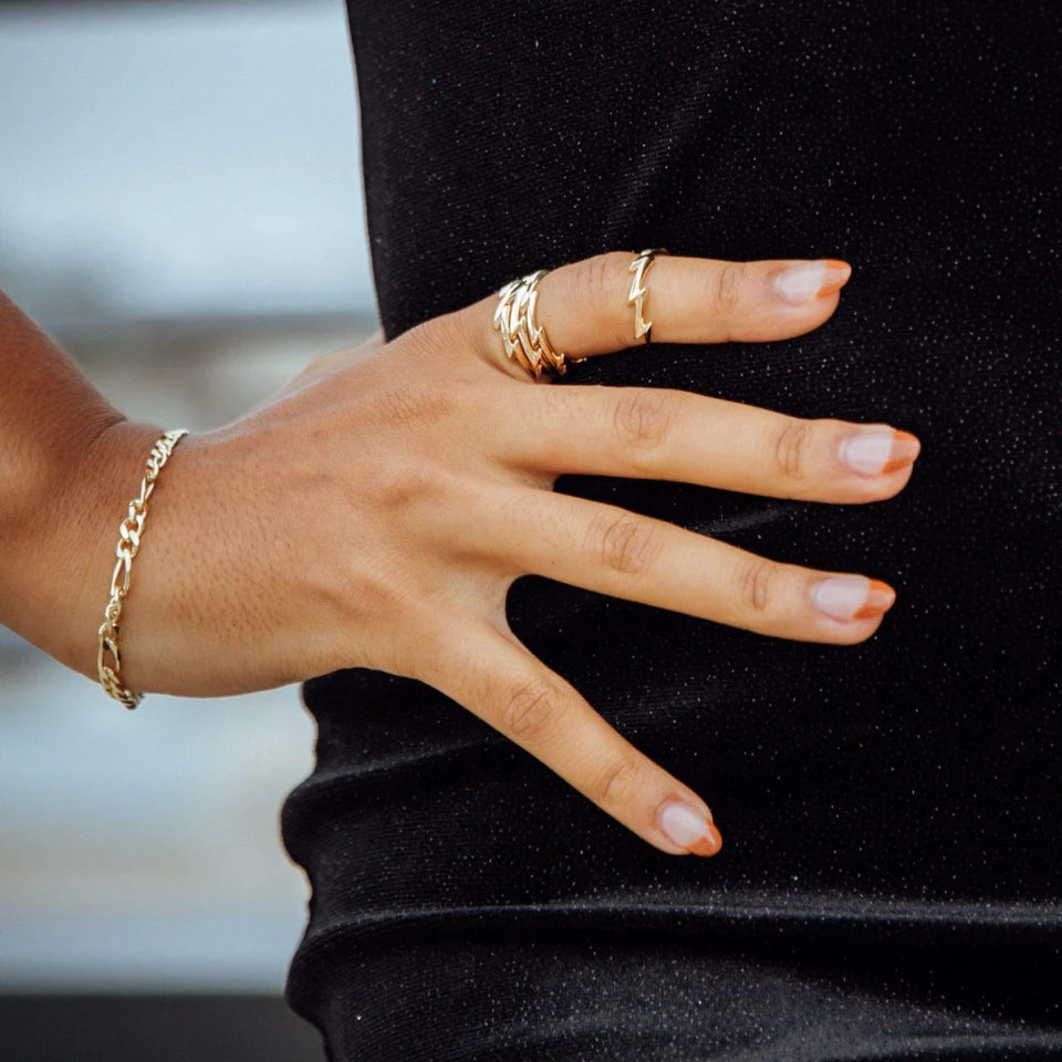 Silver Lightning Bolt Adjustable Ring
