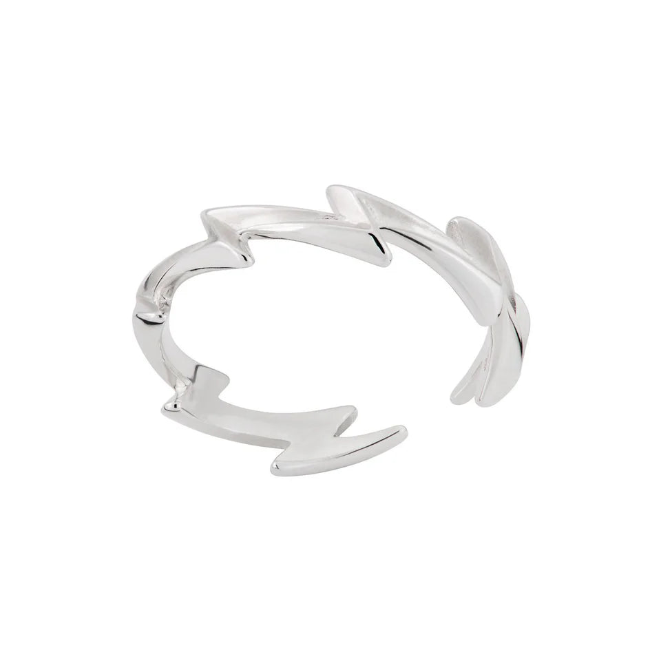 Silver Lightning Bolt Adjustable Ring