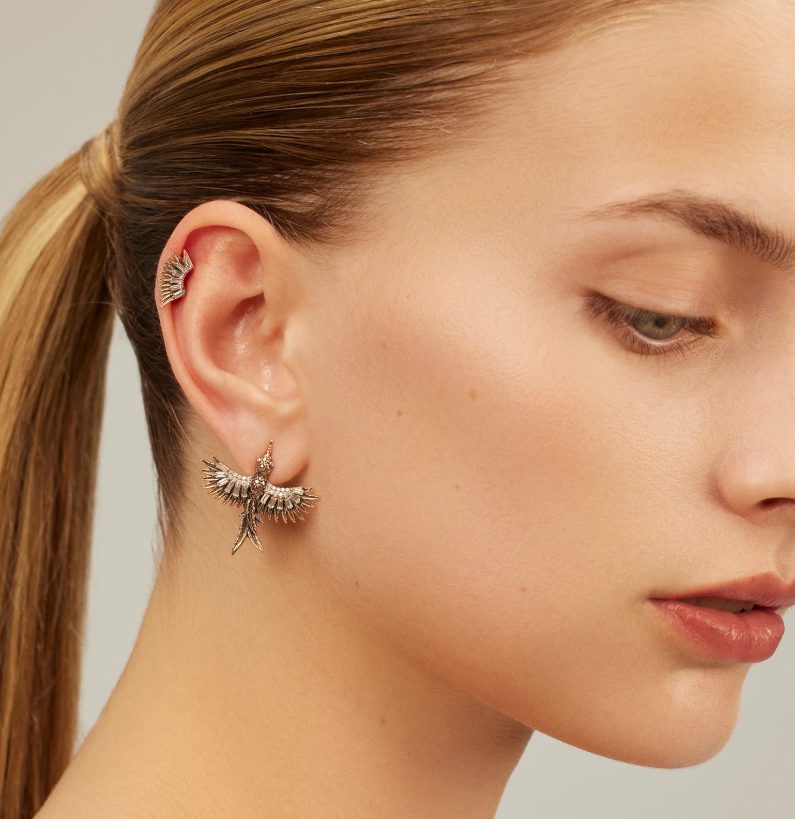 Wing Baguette White Diamond Arc Piercing 8.00mm