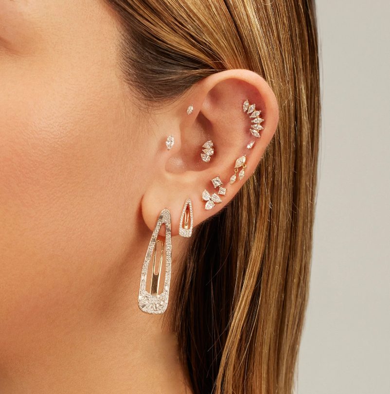 Blade Mini Piercing in White Diamond 8.00mm