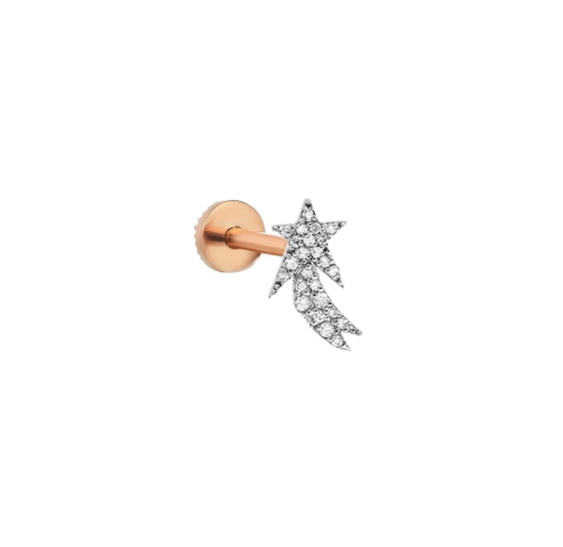 Struck Star Comet Full White Diamond Piercing 8.00mm