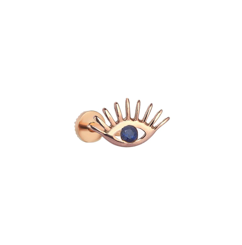 Solitaire Evil Eye Sapphire Rose Gold Piercing 8.00mm