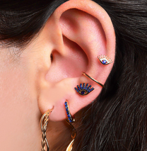 Solitaire Evil Eye Sapphire Rose Gold Piercing 8.00mm