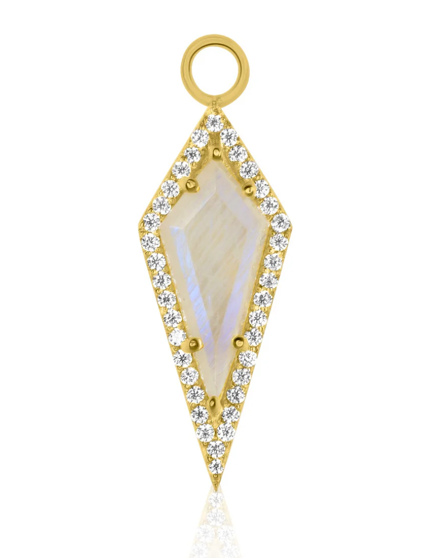 Gold AURA Moonstone Pavé Kite Charm