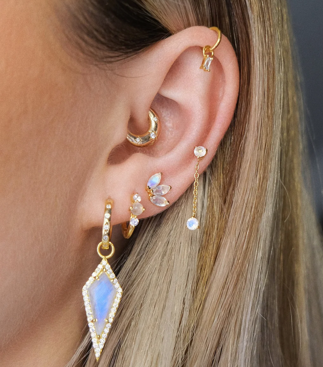 Gold AURA Moonstone Pavé Kite Charm