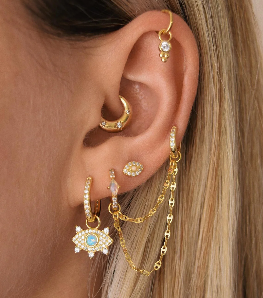 Gold Shimmer Layered Chain Charm