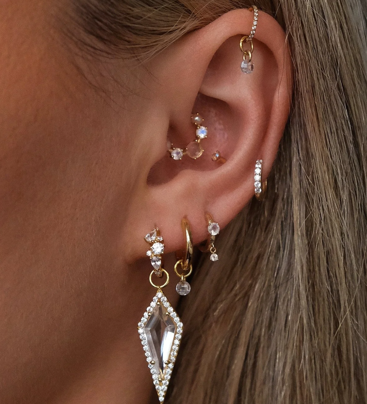 Gold Tiny Solitaire Crystal Charm