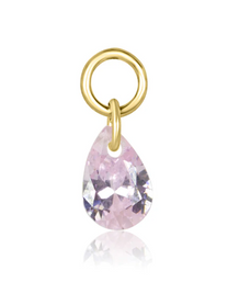 Gold Rose Quartz Teardrop Crystal Charm