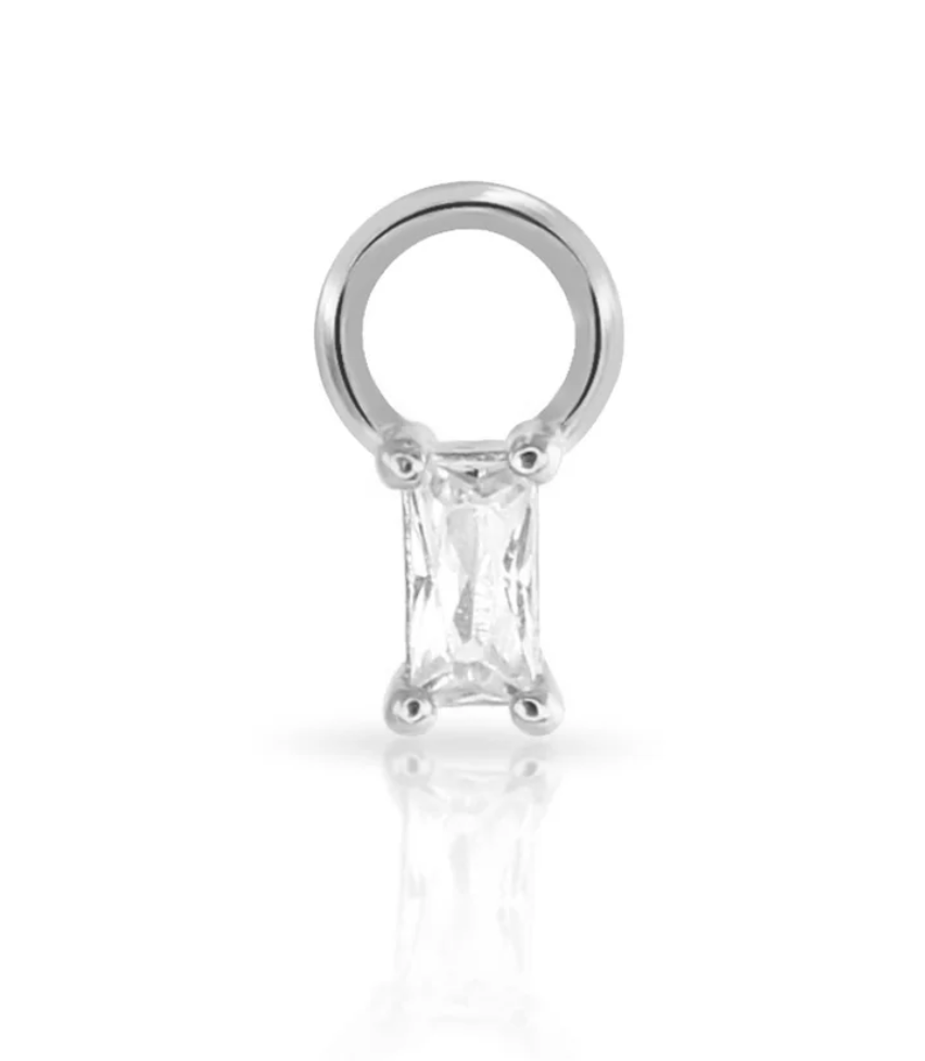 Silver Tiny Baguette Charm