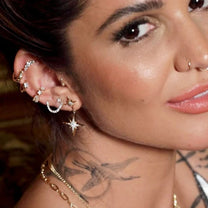 Silver Tennis Chain Double Stud Single Earring