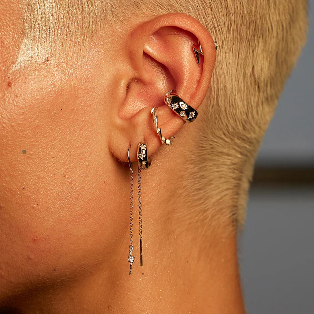 Silver Sparkling Lightning Bolt Threader