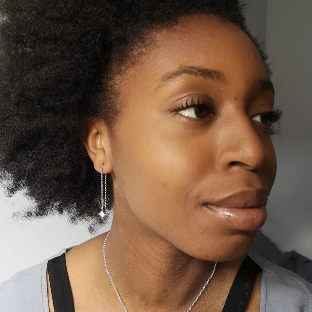 Silver Starburst Threader Earrings