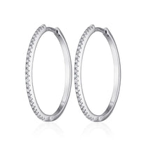 Silver Slim Sparkling Perfect Hoop Earrings