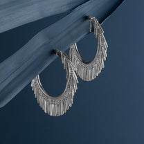 Small Silver Tassle Hoop Earrings