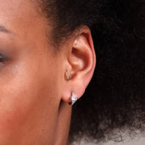 Silver Audrey Huggie Earrings with Clear Stones