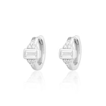 Silver Audrey Huggie Earrings with Clear Stones