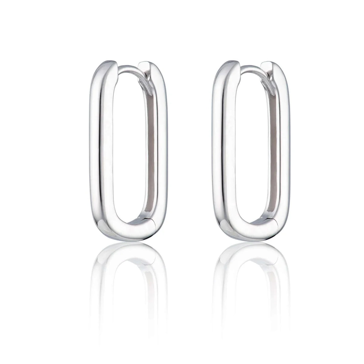 Oval Hoop Earrings - Silver