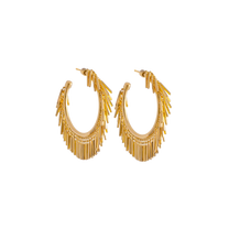 Small Gold Tassle Hoop Earrings