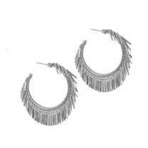 Small Silver Tassle Hoop Earrings