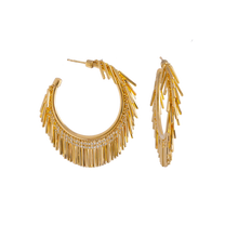 Small Gold Tassle Hoop Earrings