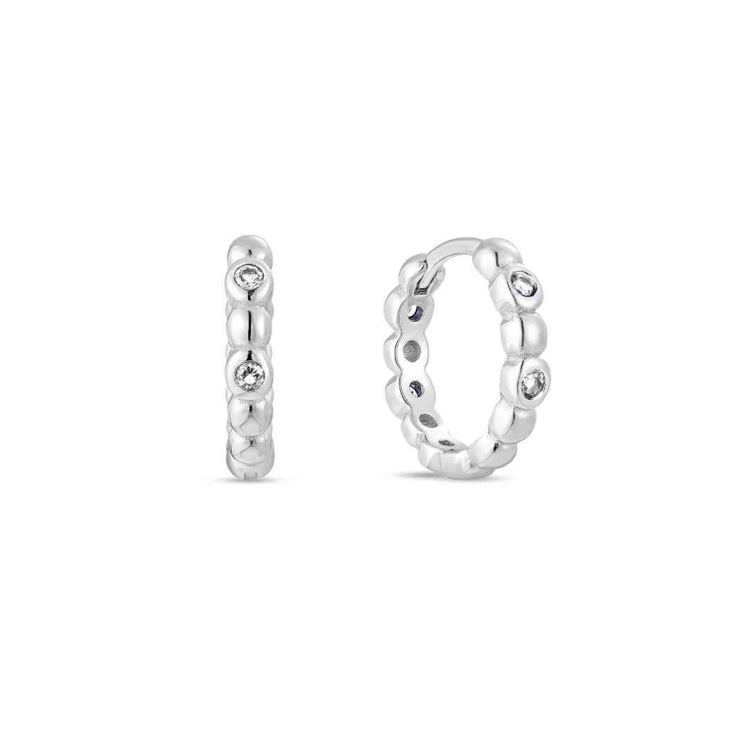 Stellar White Gold Plated Hoop Earring