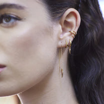 Gold Triple Claw Single Ear Cuff with Clear Stones