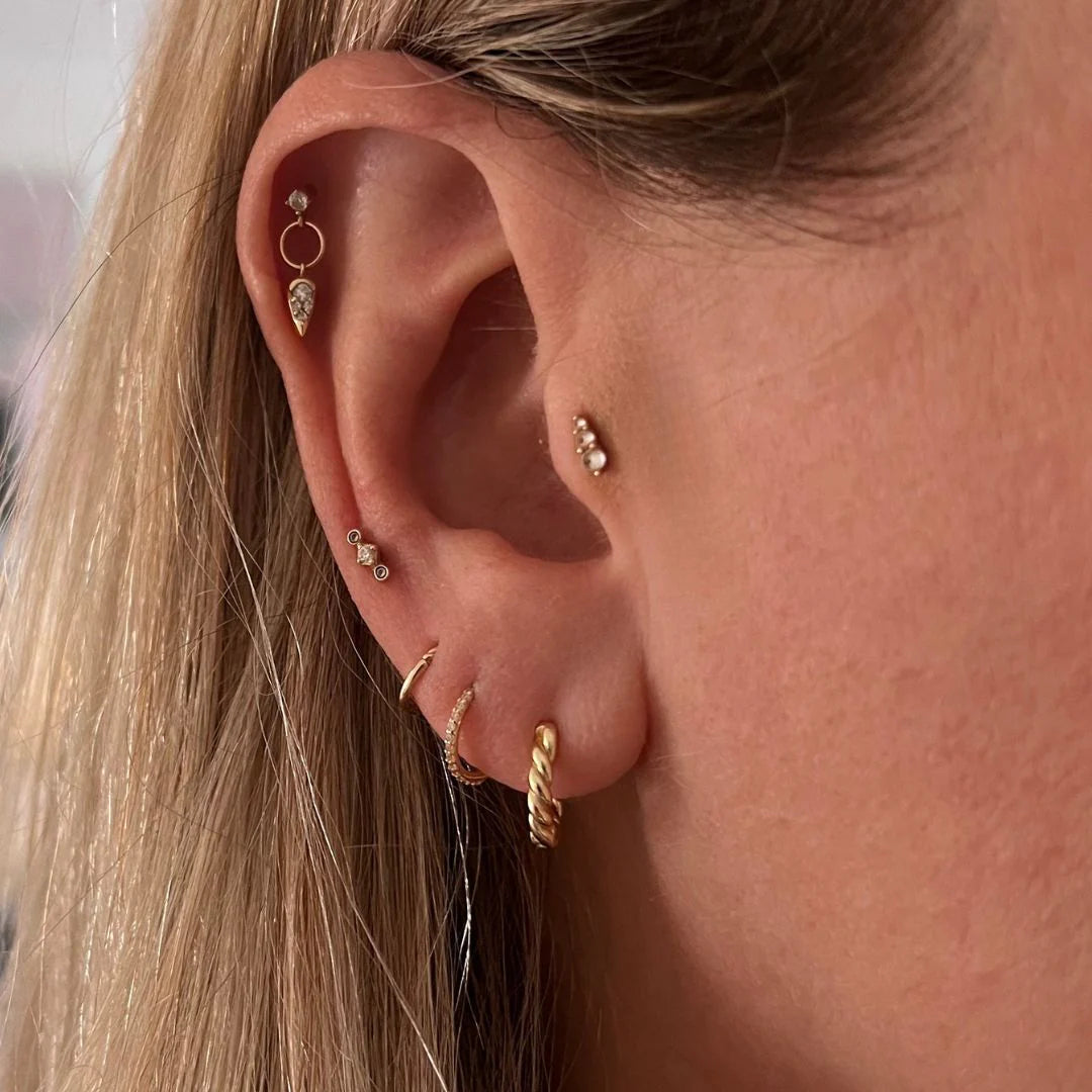 Piega Yellow Gold Plated Rope Huggie Hoop Earring