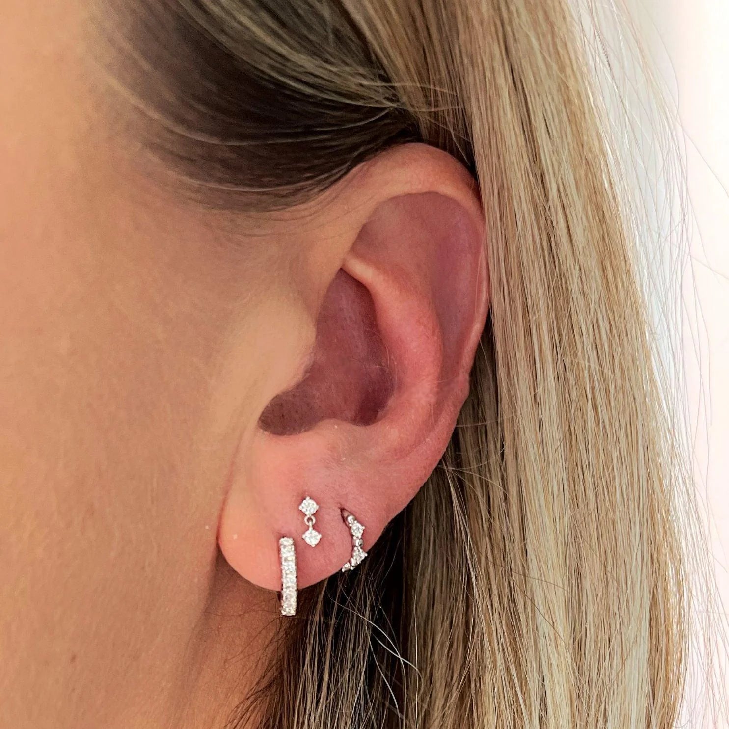 Eterna White Gold Plated Single Huggie Hoop Earring