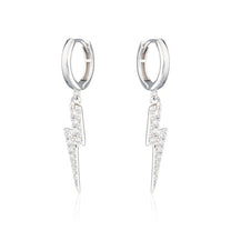 Silver Lightning Hoop Earrings