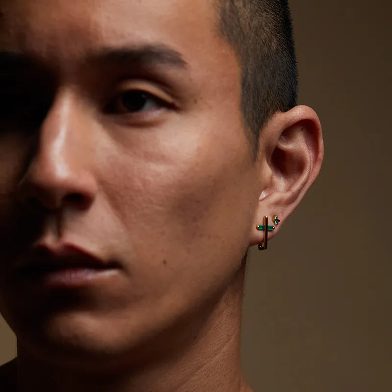 Green Agate Butterfly Kiss Earring (Large)