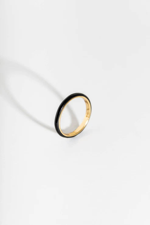 Black Enamel Gold Ring