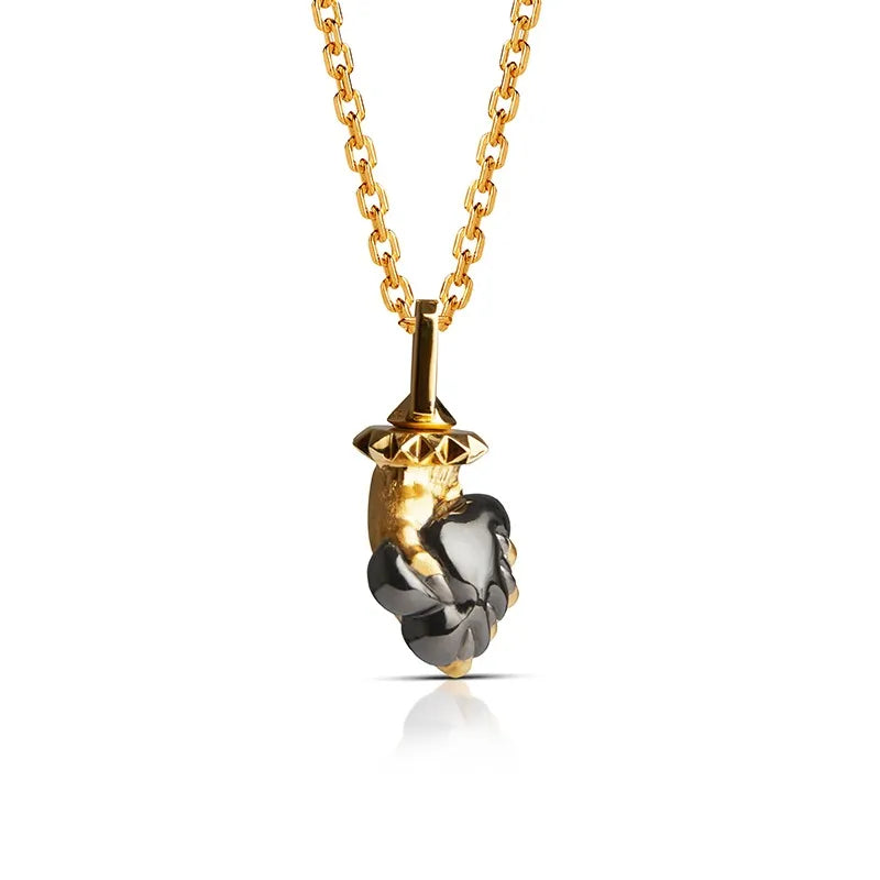 Arms of My Romeo – Black Heart &amp; Gold Hand Pendant