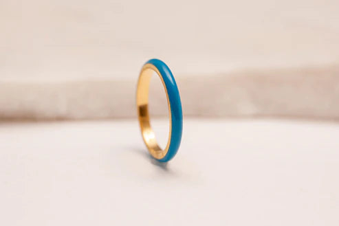 Blue Enamel Gold Ring