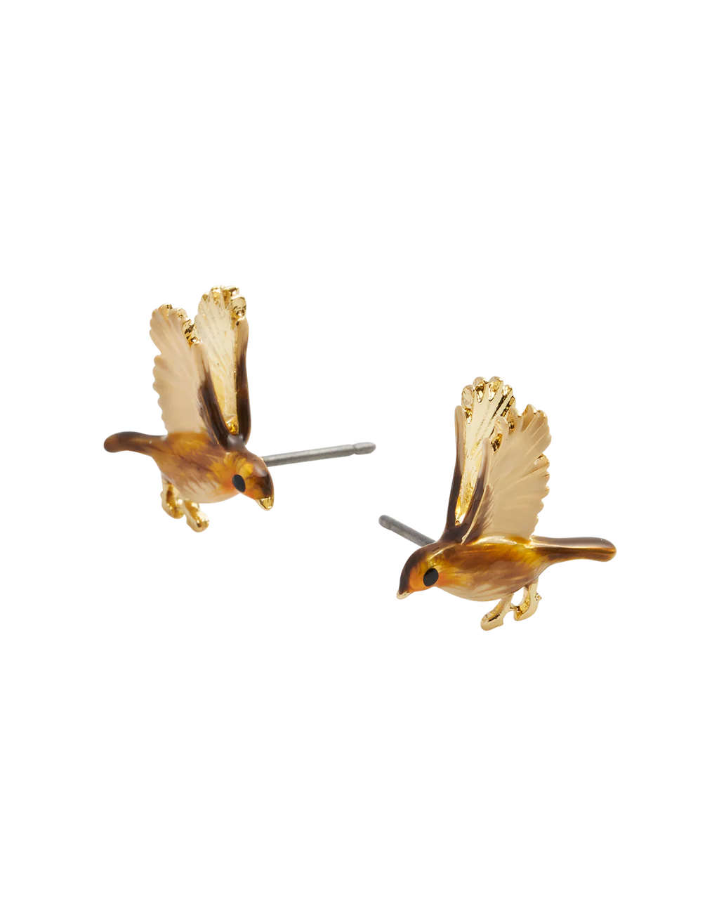 Enamel Flying Robin Earrings