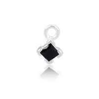 CZ Square Charm - Black - Sterling Silver
