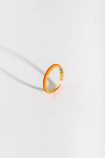 Coral Enamel Gold Ring