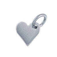 925 Sterling Silver Flat Heart Charm 6mm Sterling Silver Flat Heart Charm smooth, brightly finished surface perfect for adding a customized touch by stamping or engraving a detail.